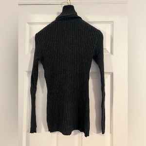 Autum Cashmere Long Sleeve Ribbed Turtleneck Sweater Charcoal Gray size M